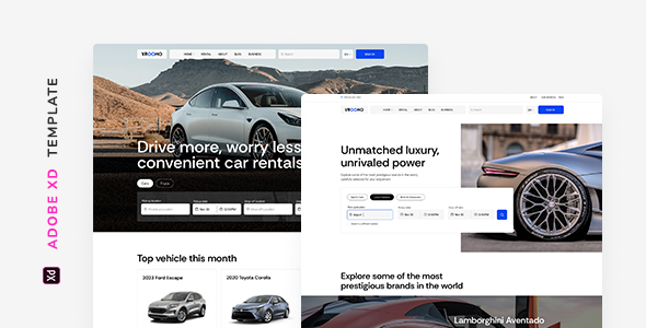 Vroomo – Car Rental Template for Adobe XD