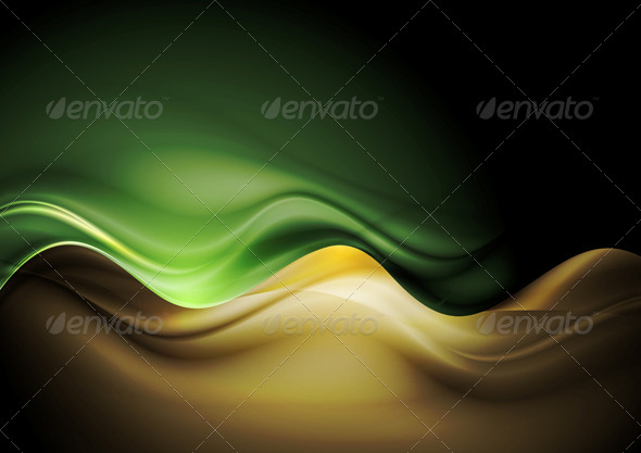 Dark Orange and Green Waves Template - Backgrounds Decorative
