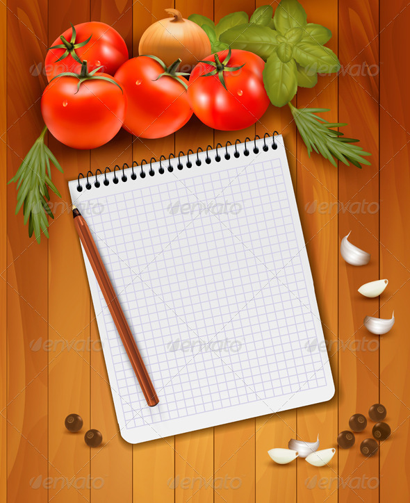Fresh Vegetables and Spices on a Wooden Background - Food Objects