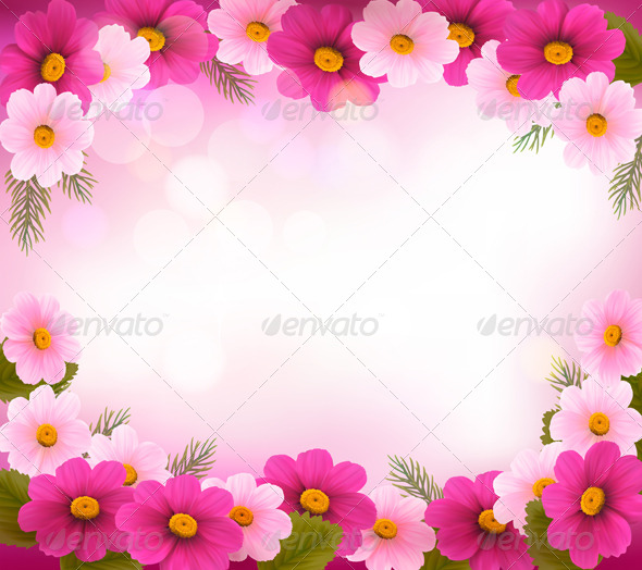 Holiday Frame with Colorful Flowers - Flowers & Plants Nature