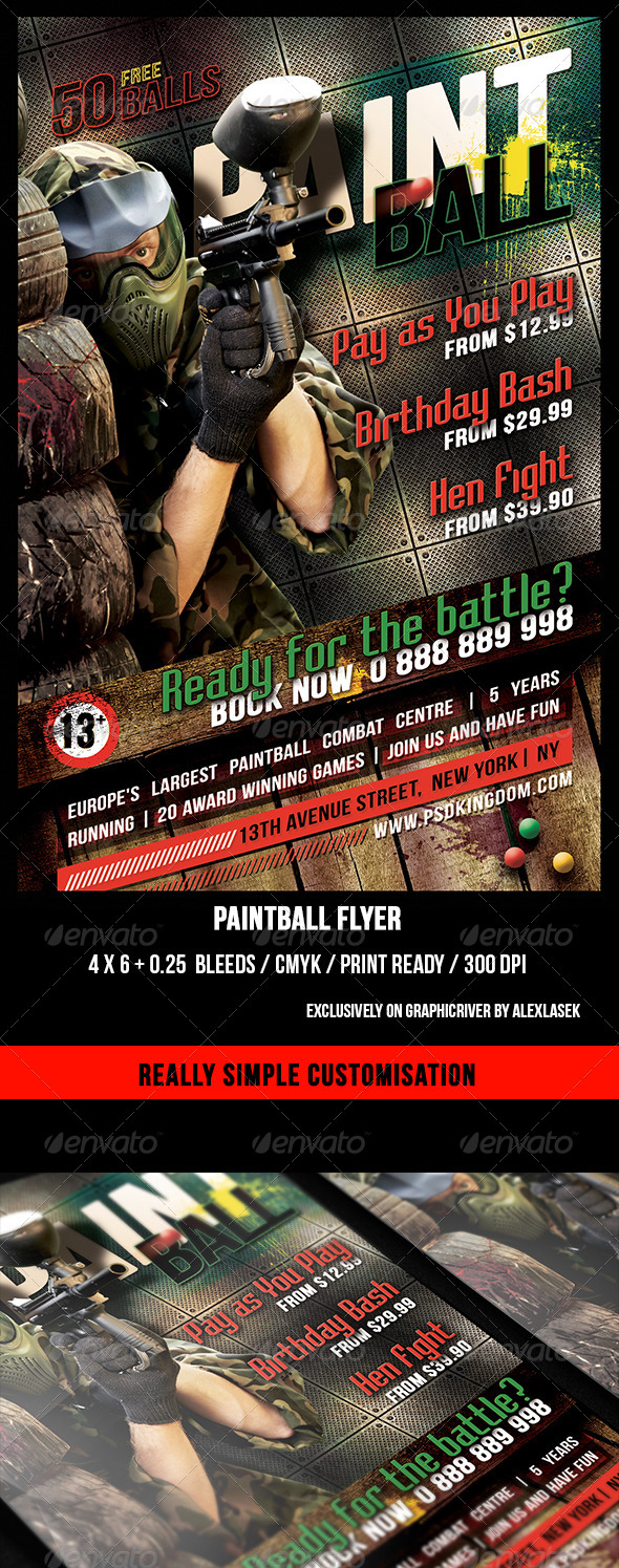 Grunge Paintball Flyer 6 x 4 - Sports Events