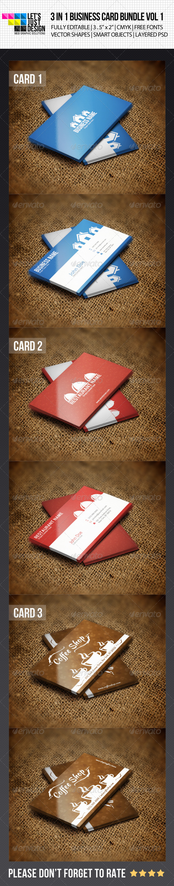 3 IN 1 Business Card Bundle Vol 1 - Industry Specific Business Cards