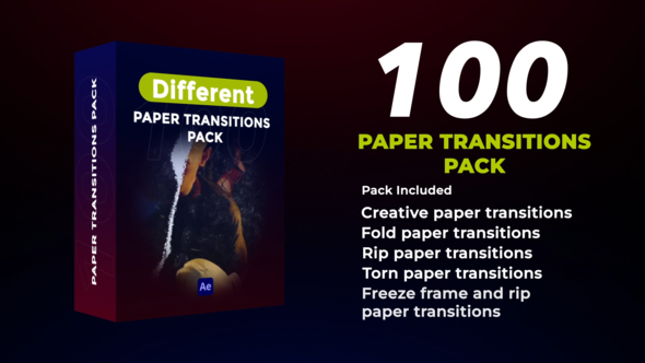 100 Paper Transitions Pack Elements template preview