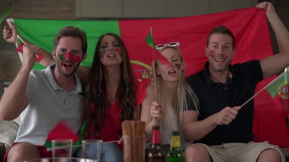 Portuguese Fans Cheering and Rejoicing for Portugal Team in Their Home