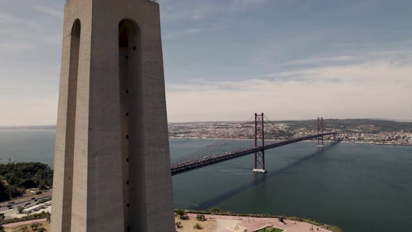 Magnificent Sanctuary of Christ the King, Santuario de Cristo Rei, overlooking Lisbon. alt