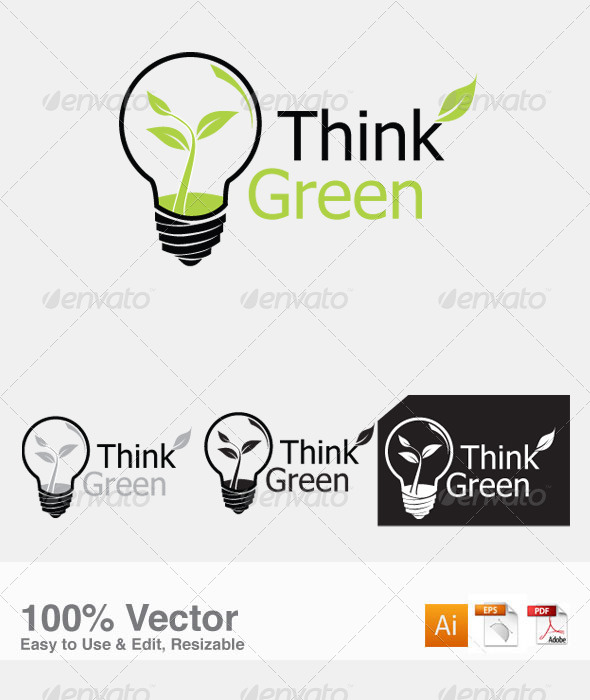 Think Green Logo Template - Vector Abstract