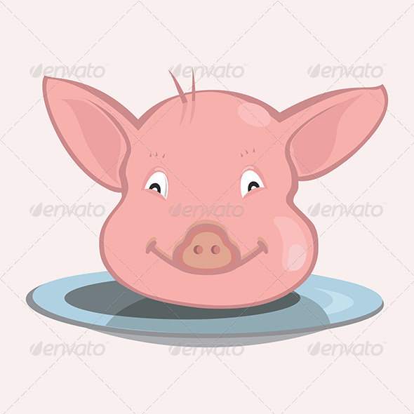 Pig Face on Plate - Animals Characters