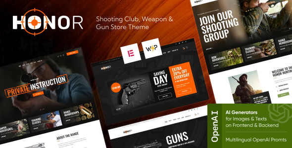 Honor | Shooting Club & Weapon and Gun Store Theme