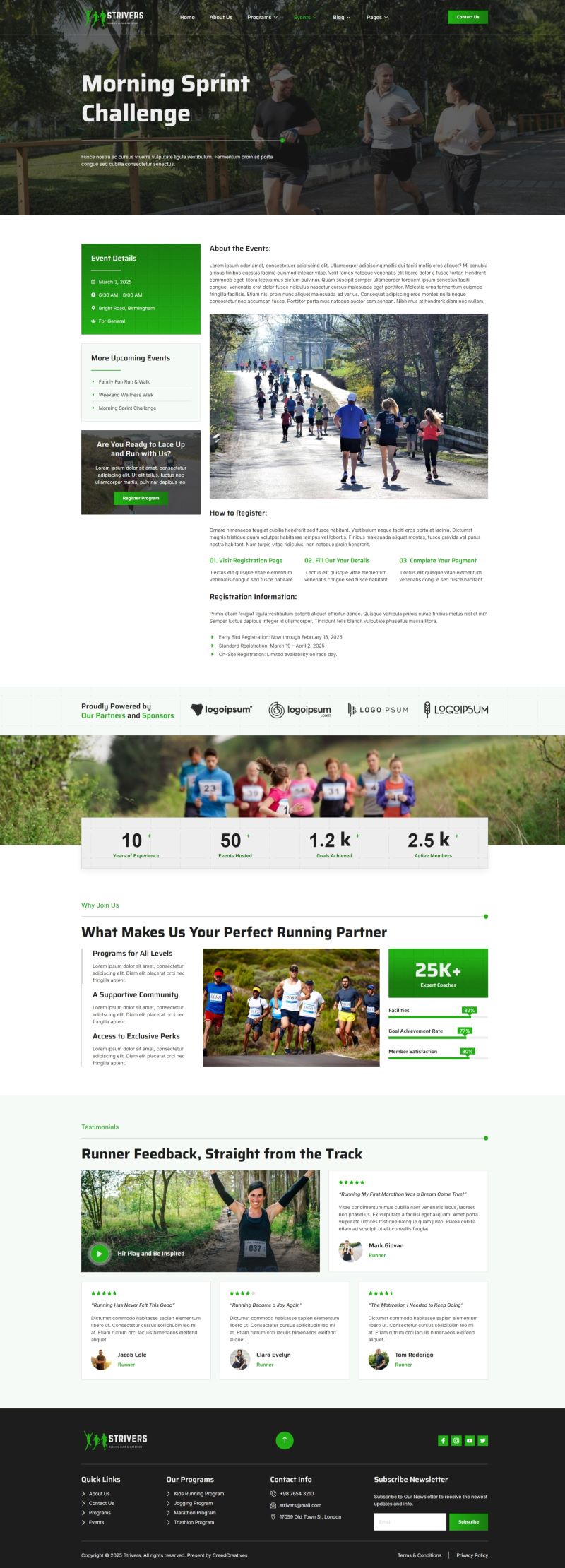 Strivers Running Club Marathon Elementor Template Kit by