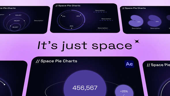 Space Pie Charts Infographics template preview