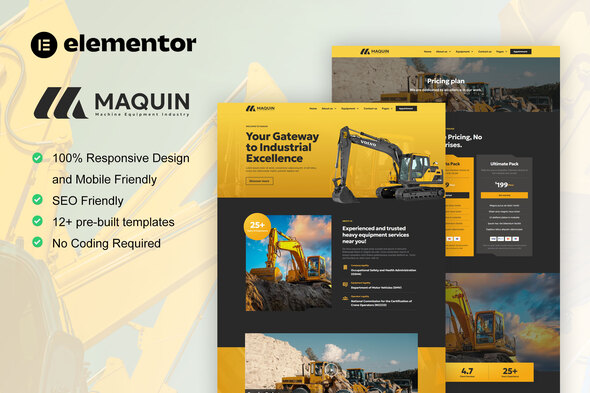 Maquin - Construction Equipment Rentals Elementor Pro Template Kit