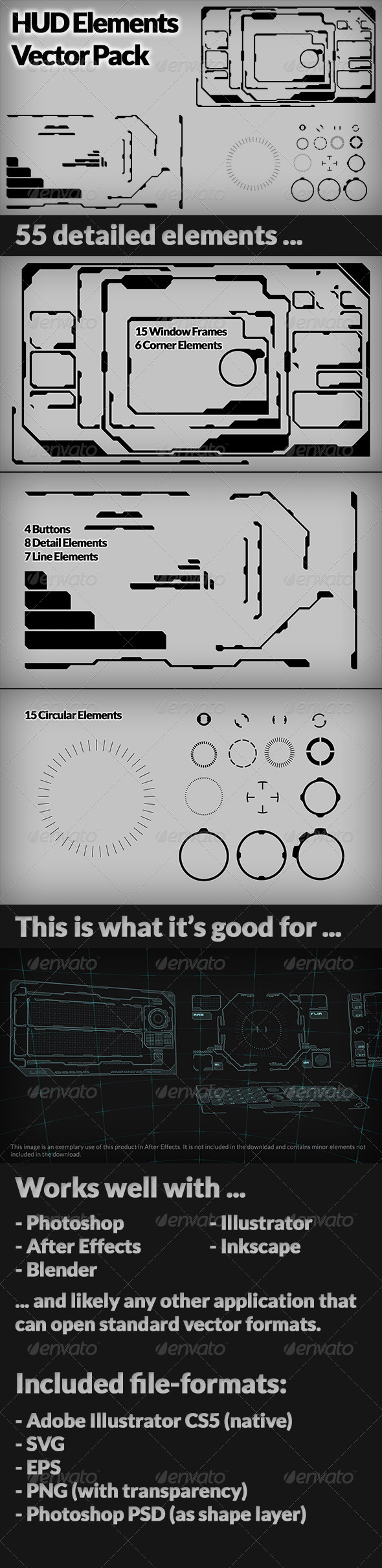 HUD Interface Vectors Pack - Technology Conceptual