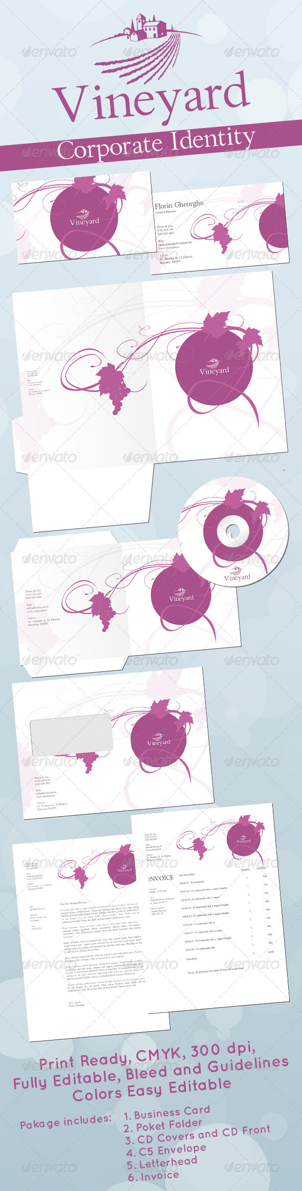 Dessert Wine Vineyard Corporate Identity - Stationery Print Templates