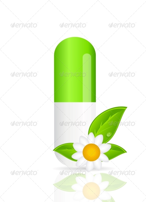 Herbal Pill Icon.Environment Background - Health/Medicine Conceptual