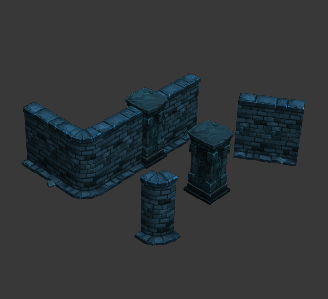 Modular Dungeon Stone Wall Segment 01 by playdesign | 3DOcean