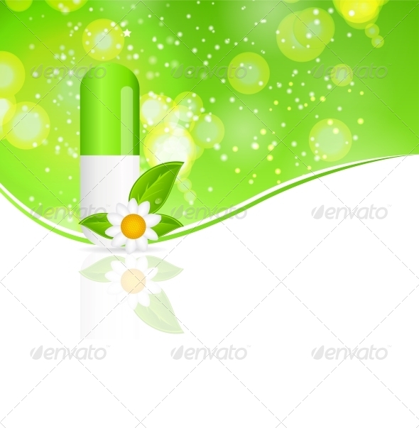 Herbal Pill Icon Environment Background - Health/Medicine Conceptual