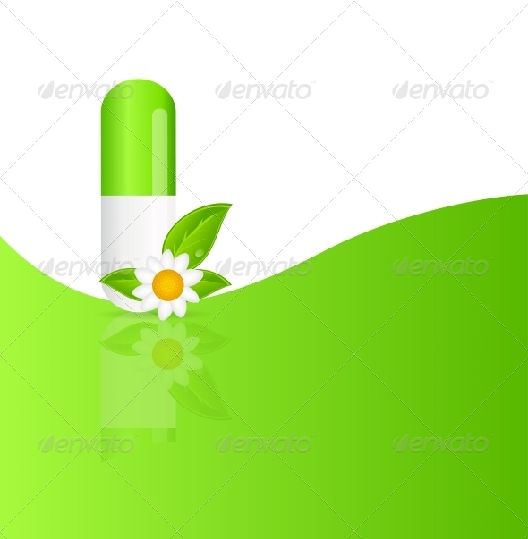Herbal Pill Icon Environment Background - Health/Medicine Conceptual