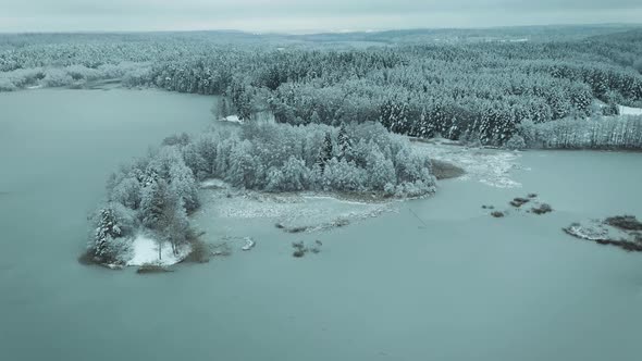 Aerial View Of Winter Nature Landscape