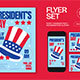 Blue Red Bold President's Day Flyer Set