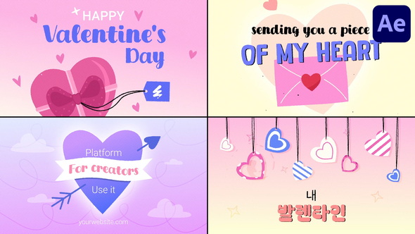 Valentines Typography for After Effects Titles template preview