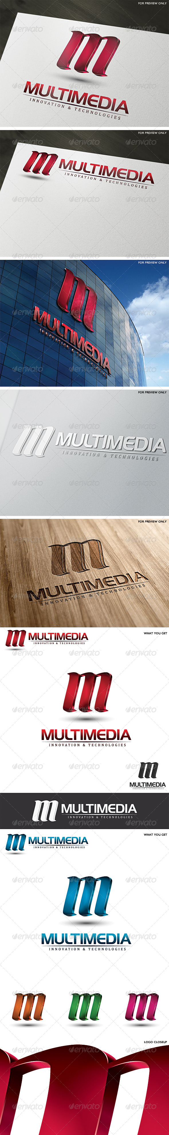 3D Multimedia Letter M Logo Template - Letters Logo Templates
