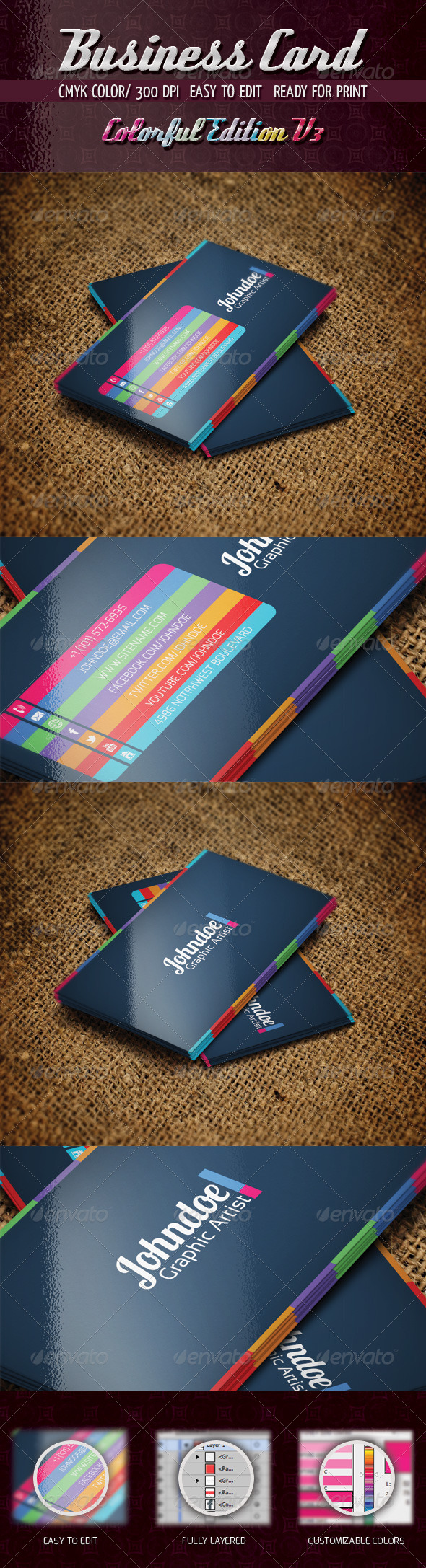 Colorful Edition V3 - Business Cards Print Templates