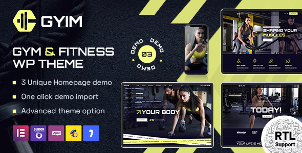 Gyim - Gym and Fitness WordPress Theme + RTL