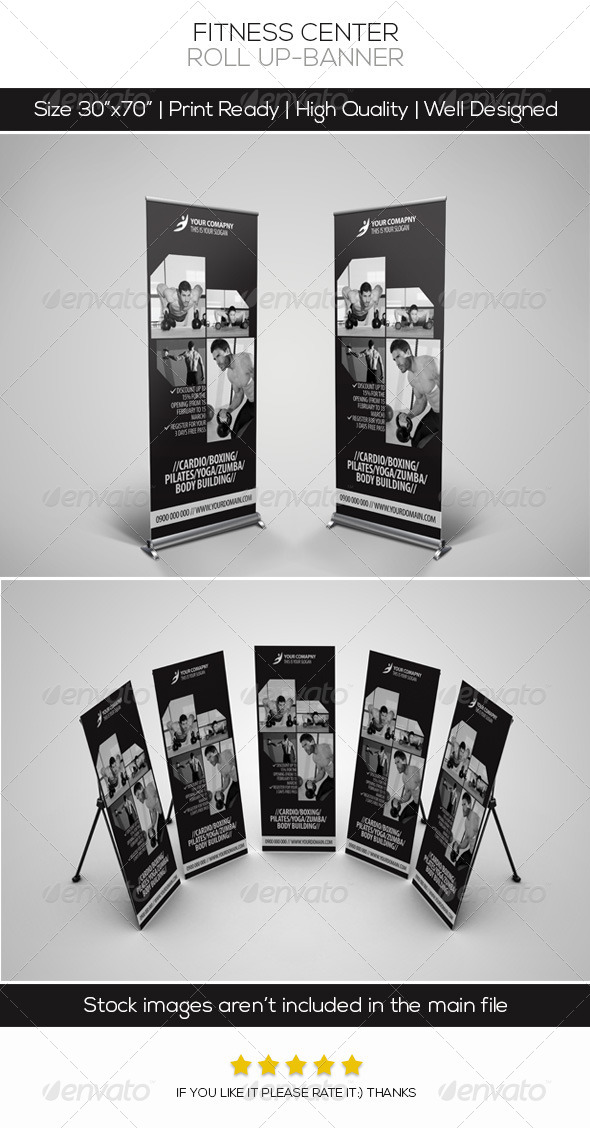 Fitness Center Roll-up Banner - Signage Print Templates