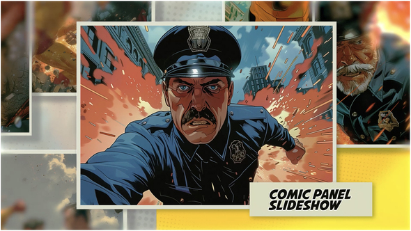 Comic Panel Slideshow Video Displays template preview
