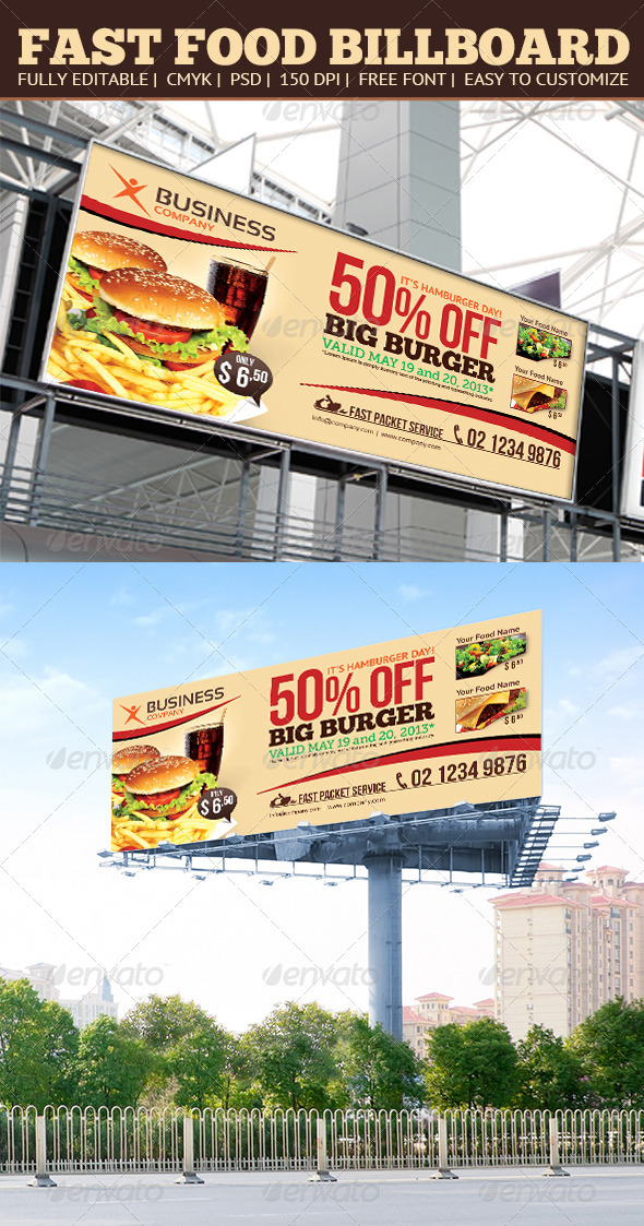 Fast Food Billboard - Signage Print Templates