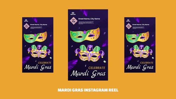 Mardi Gras Instagram Reel Openers template preview