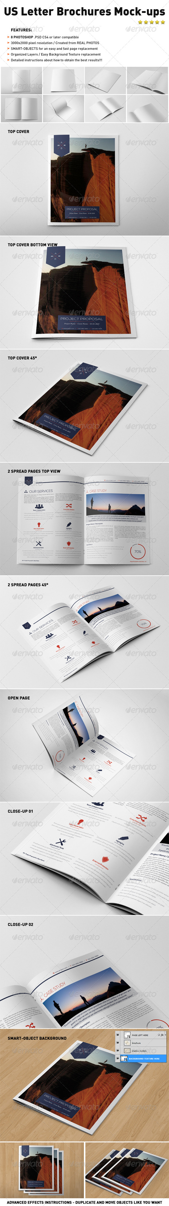 Photorealistic US Letter Brochure Mock-Ups - Brochures Print