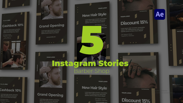 Barber Shop | Instagram Stories Video Displays template preview