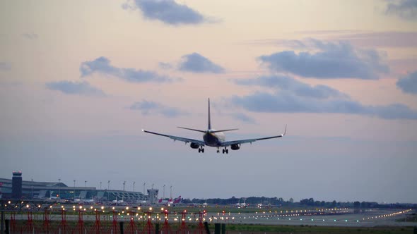 Airplane & Airport Landing Track Sunset