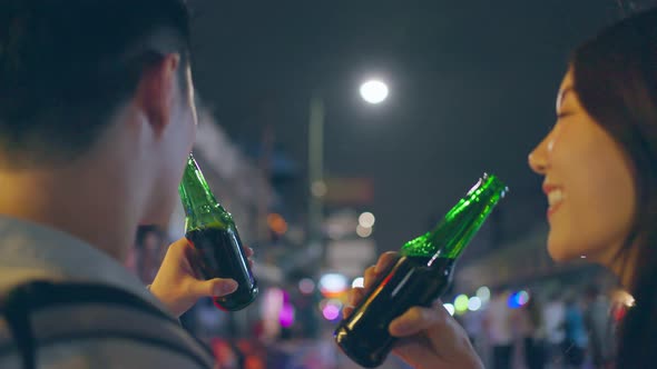 Asian attractive couple drinking alcohol and having party together. ใใใ alt