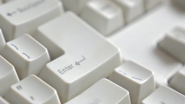 Panning over retro beige PC keyboard keys 4K 2160p UltraHD footage - Slow pan on PC keyboard aged ke alt