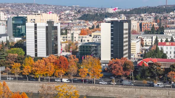 Timelapse shooting of Ministry Of Defence Of Georgia. Tbilisi. Georgia 2019 alt