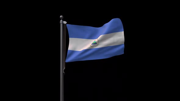 Nicaragua Flag On Flagpole With Alpha Channel alt