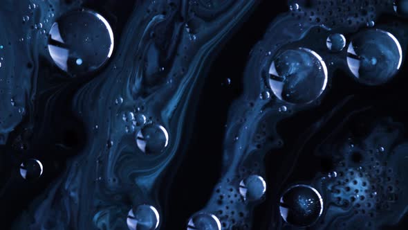 Abstract Acrylic Paint Spread Blast Explode Galaxy. Bright colored bubbles sparkling. alt