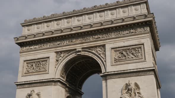 Arc de Triomphe  famous landmark of Paris France 4K 2160p 30fps UltraHD slow tilt  footage - Beautif alt