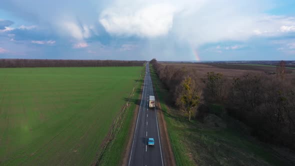 Rural Road Traffic with Rainbow alt