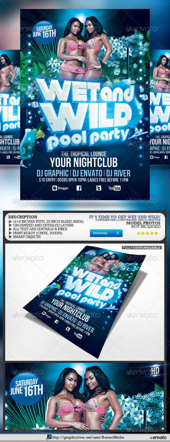 Pool Party Flyer by RomacMedia | GraphicRiver