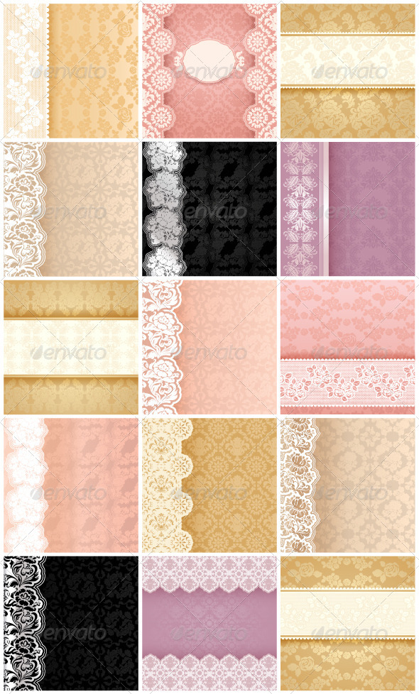 15 Floral Backgrounds with Ornament and Lace - Backgrounds Decorative