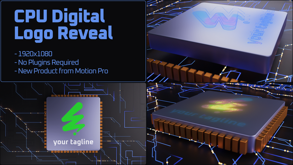 CPU Digital Logo Reveal Premiere Pro template preview