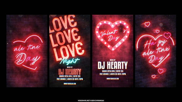 Neon Valentine Stories Product Promo template preview