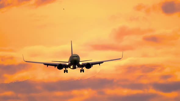 Airplane in a Beautiful Sunset