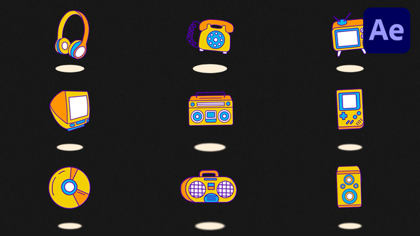 Hand Drawn Retro Elements | AE Elements template preview