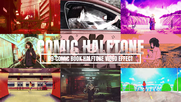 Comic Book Halftone Video Effect Elements template preview