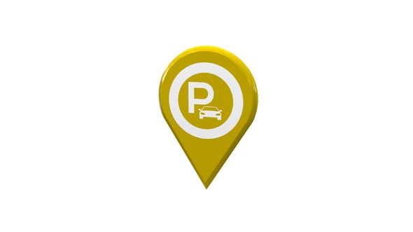 3D Yellow Map Location Pin With Parking Area Icon V4 alt