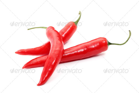 Red hot chili pepper on white. - Stock Photo - Images